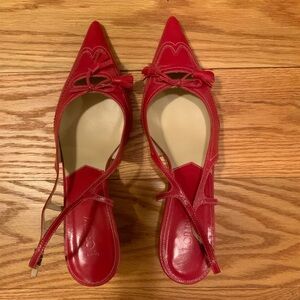 Vintage JCrew Kitten Heel Sling Back Red Women's Heels